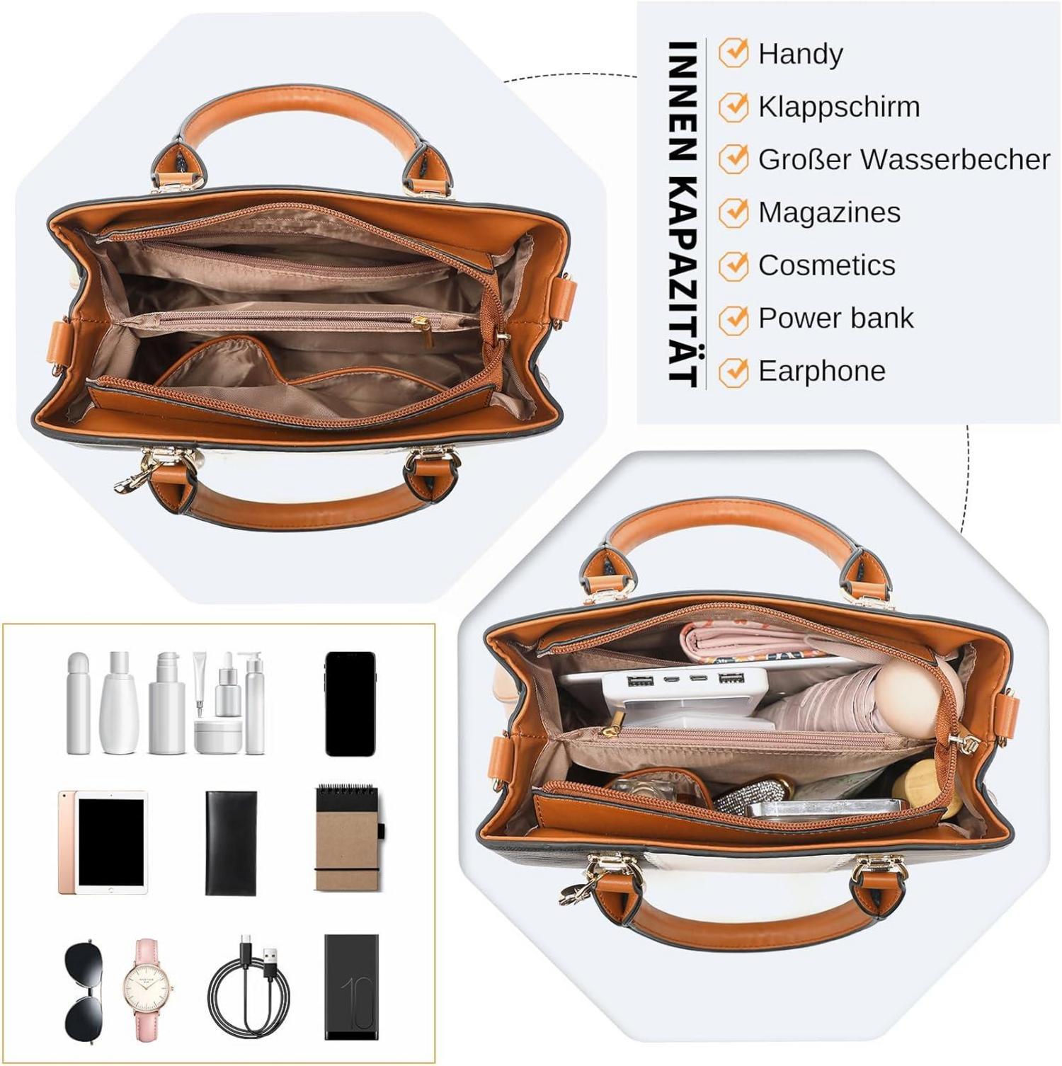Damen Handtasche Mittelgroß Multicolor Henkeltasche Elegant