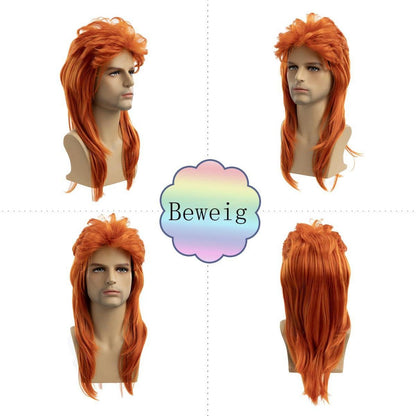 Orange Meeräsche Perücke Locken 70er 80er Vintage Cosplay Kostüm Disco