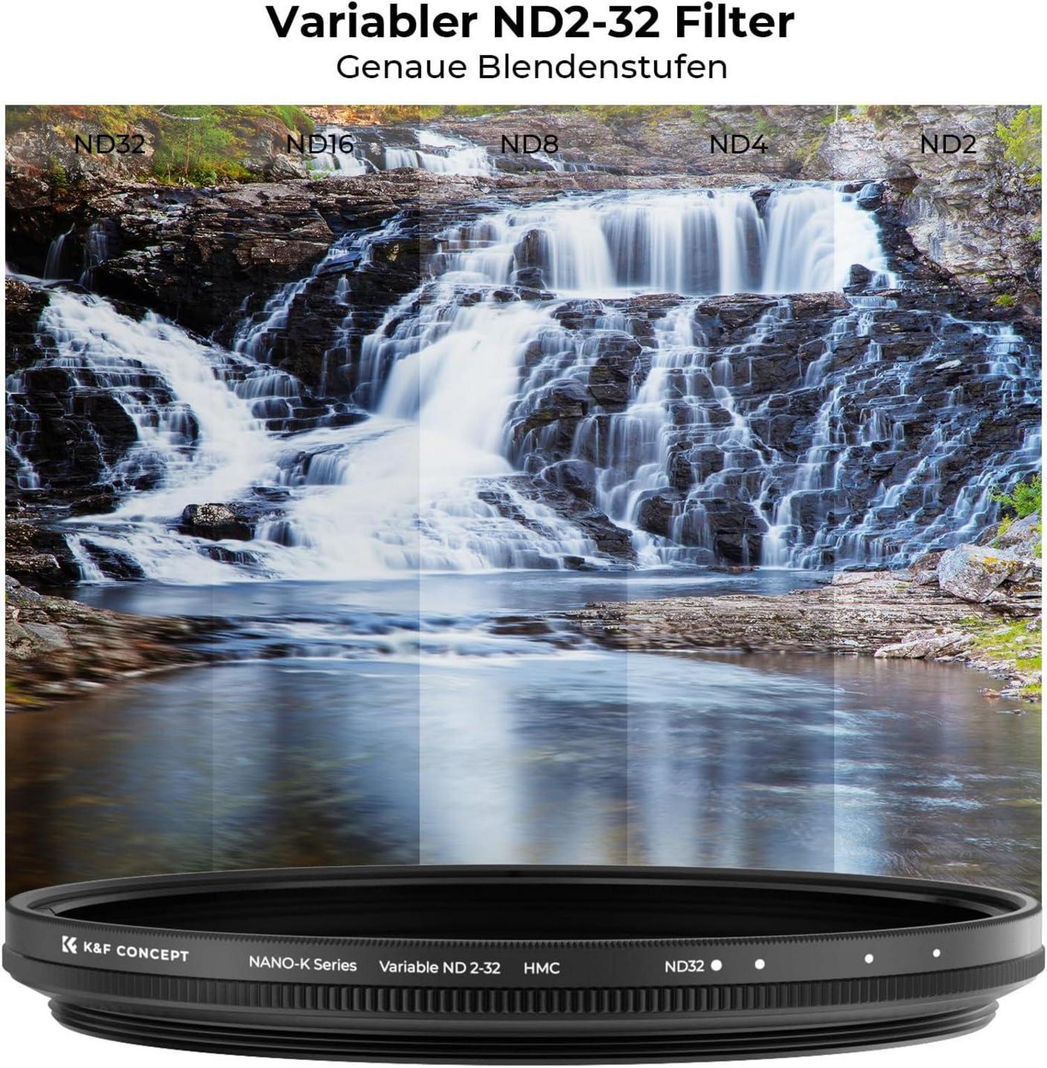 K&F Concept 62mm Variabler ND Filter ND2-32 Nano-Beschichtung