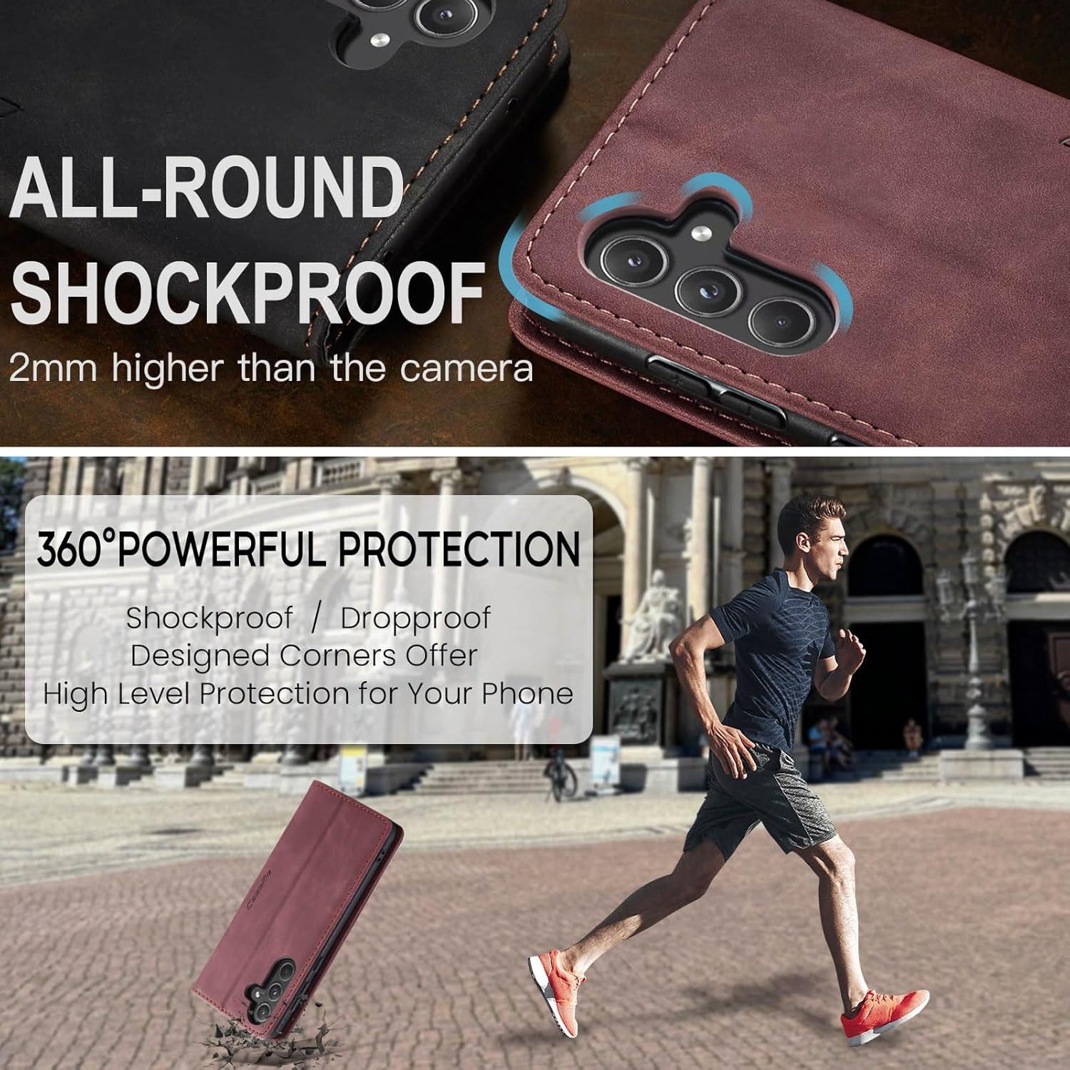 Handyhülle Samsung Galaxy A55 5G Leder Flip Case Weinrot