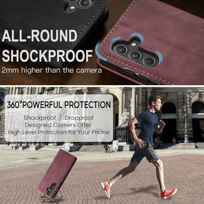 Handyhülle Samsung Galaxy A55 5G Leder Flip Case Weinrot