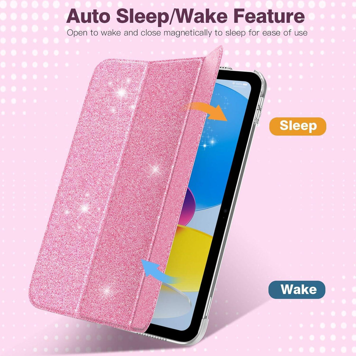 iPad 10.9 Hülle 2022 - Schlank Smart Cover - Auto Wake/Sleep - Glitzer Rot