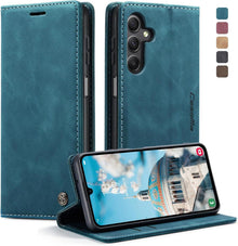 Handyhülle Samsung Galaxy A15 5G Premium Leder Klapphülle Blaugrün