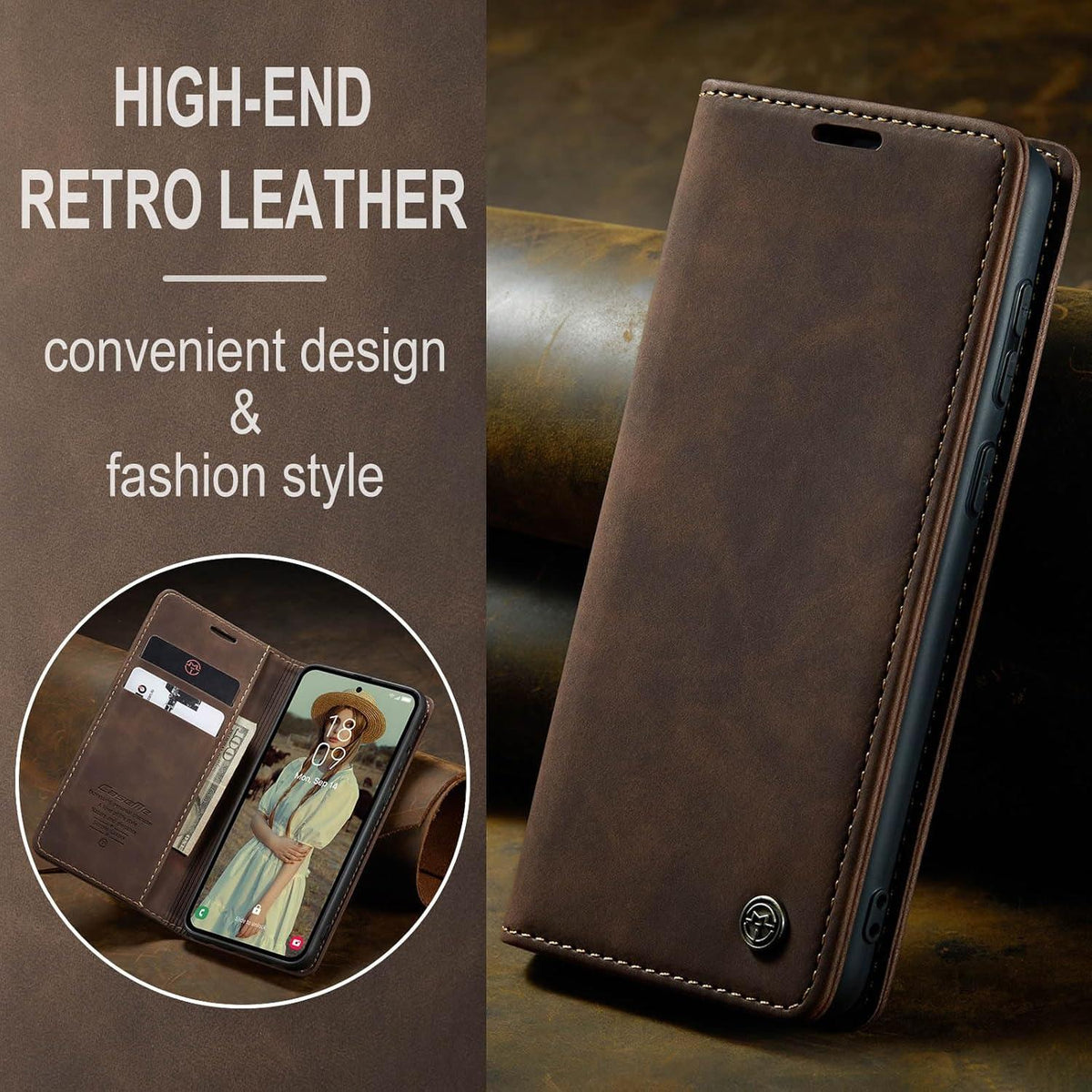 Handyhülle Samsung Galaxy A55 5G Premium Leder Klappbar Flip Case Tasche
