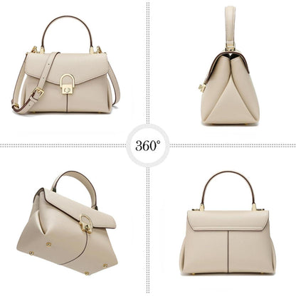 Leder Umhängetasche Damen Klein Beige | Abnehmbarer Gurt