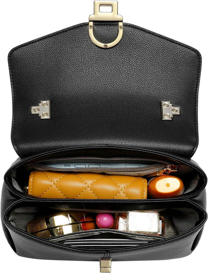 Damen Handtasche Leder Umhängetasche Crossbody Schwarz
