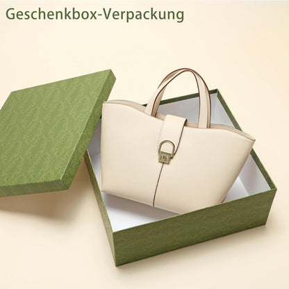 Damen Handtasche Leder Umhängetasche Großes Fassungsvermögen Beige