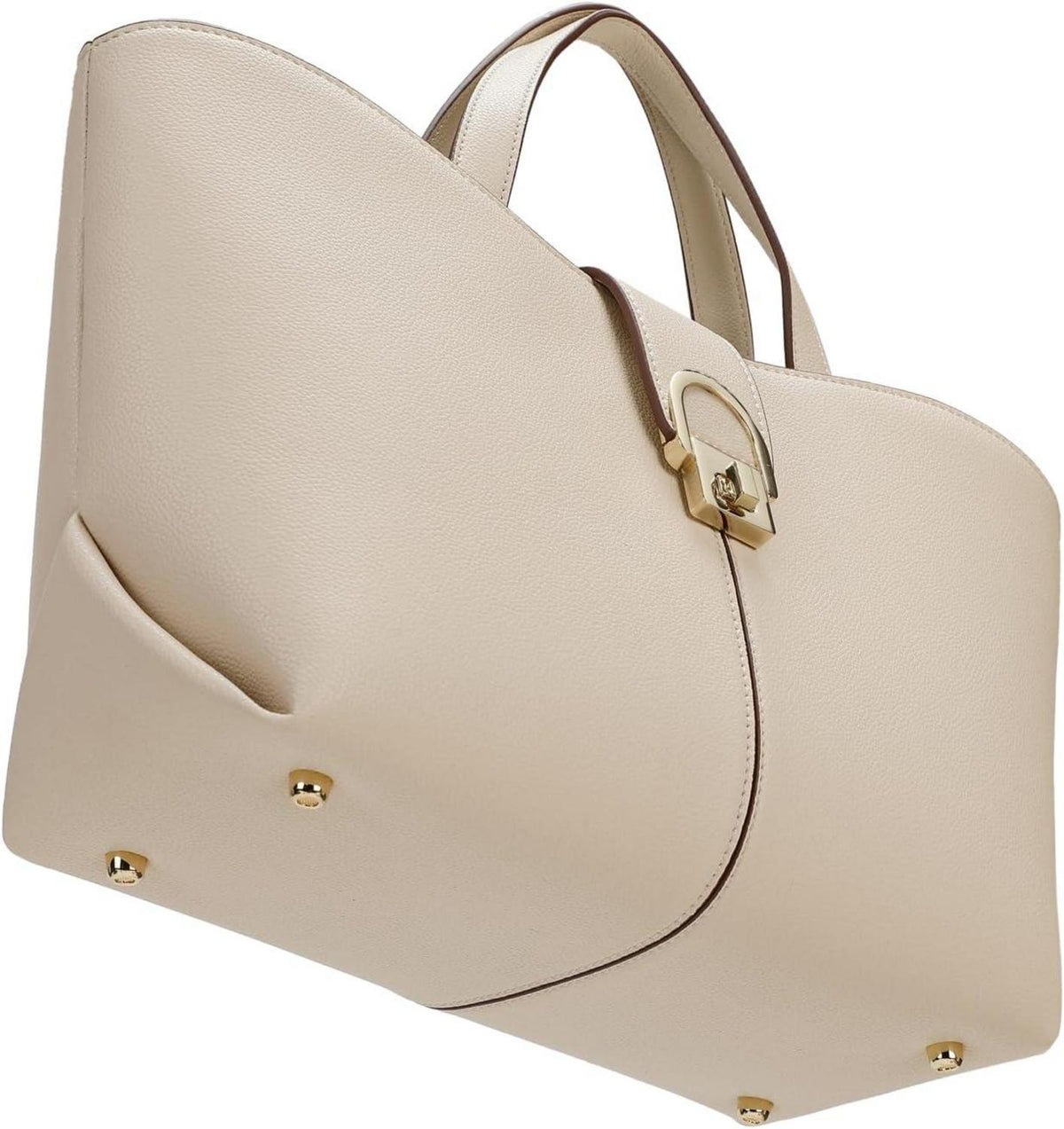 Großes Damen Umhängetasche Leder Crossbody Bag Beige Abnehmbarer Schultergurt Metallreißverschluss