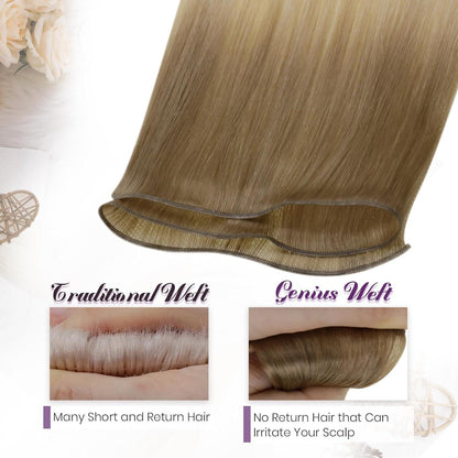 Echthaar Tressen Braun Blond Ombre 45cm - Virgin Qualität