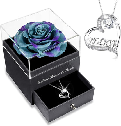 Ewige Rose Muttertagsgeschenk mit Mom Halskette - Geschenkbox