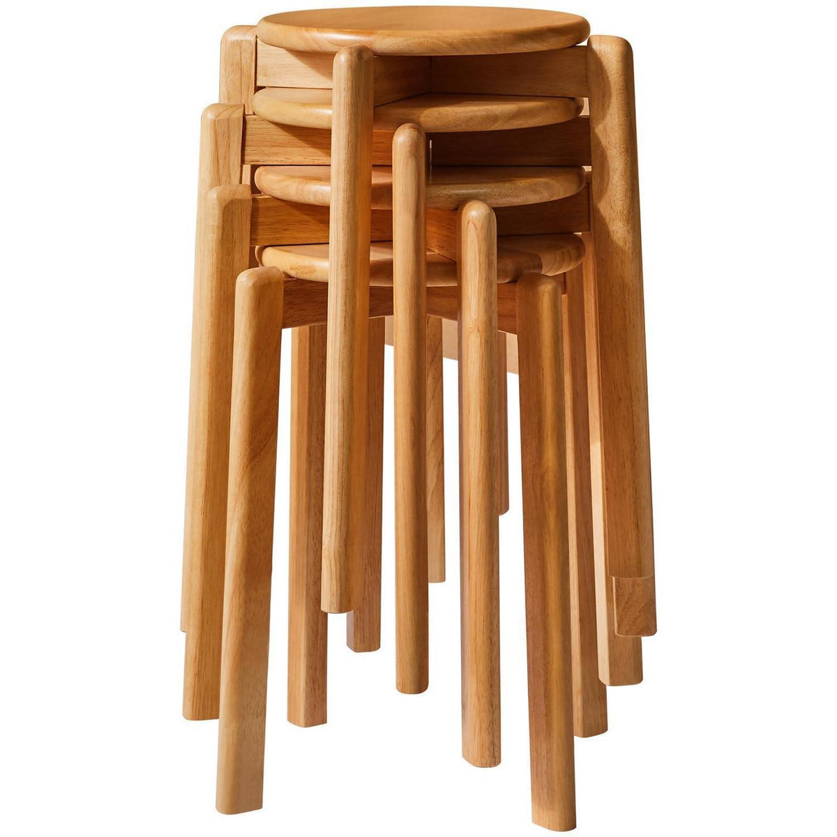 Massivholz Barhocker Set (4er) – Stapelbar & Platzsparend