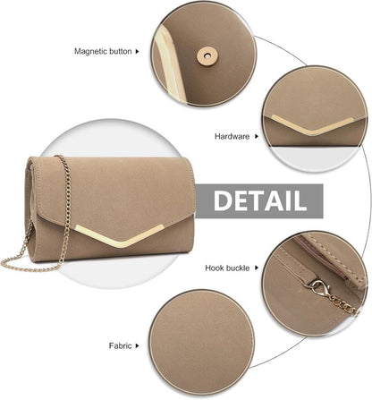 Damen Umschlag Clutch Abendtasche Handtasche Kette Hochzeit Party