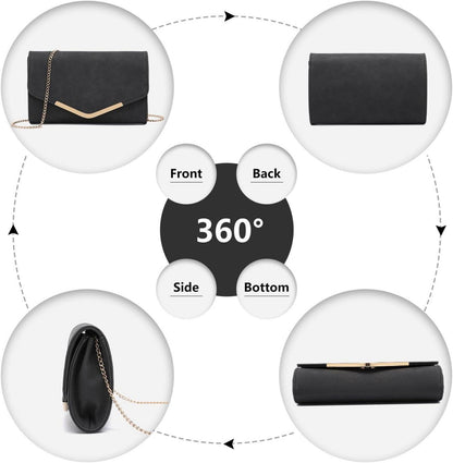 Miss Lulu Elegant Umschlag Clutch Abendtasche mit Kette