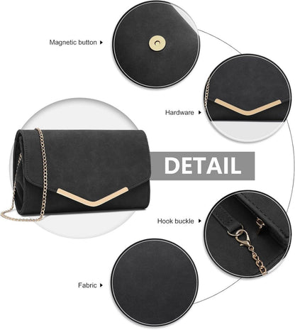 Damen Abendtasche Umschlag Clutch mit Kette für Hochzeit
