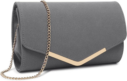 Elegante Miss Lulu Damen Umschlag Clutch mit Kette