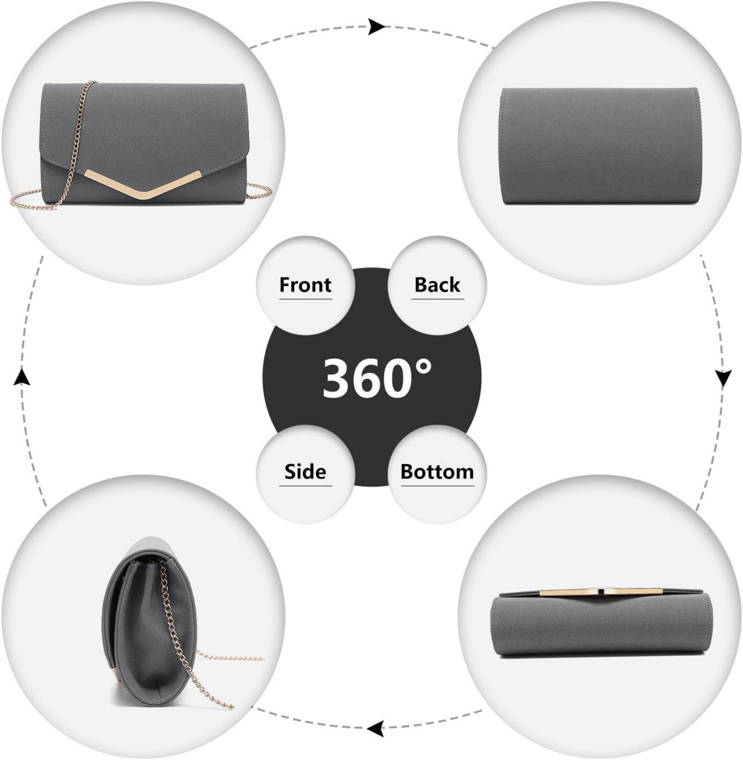 Elegante Miss Lulu Damen Umschlag Clutch mit Kette
