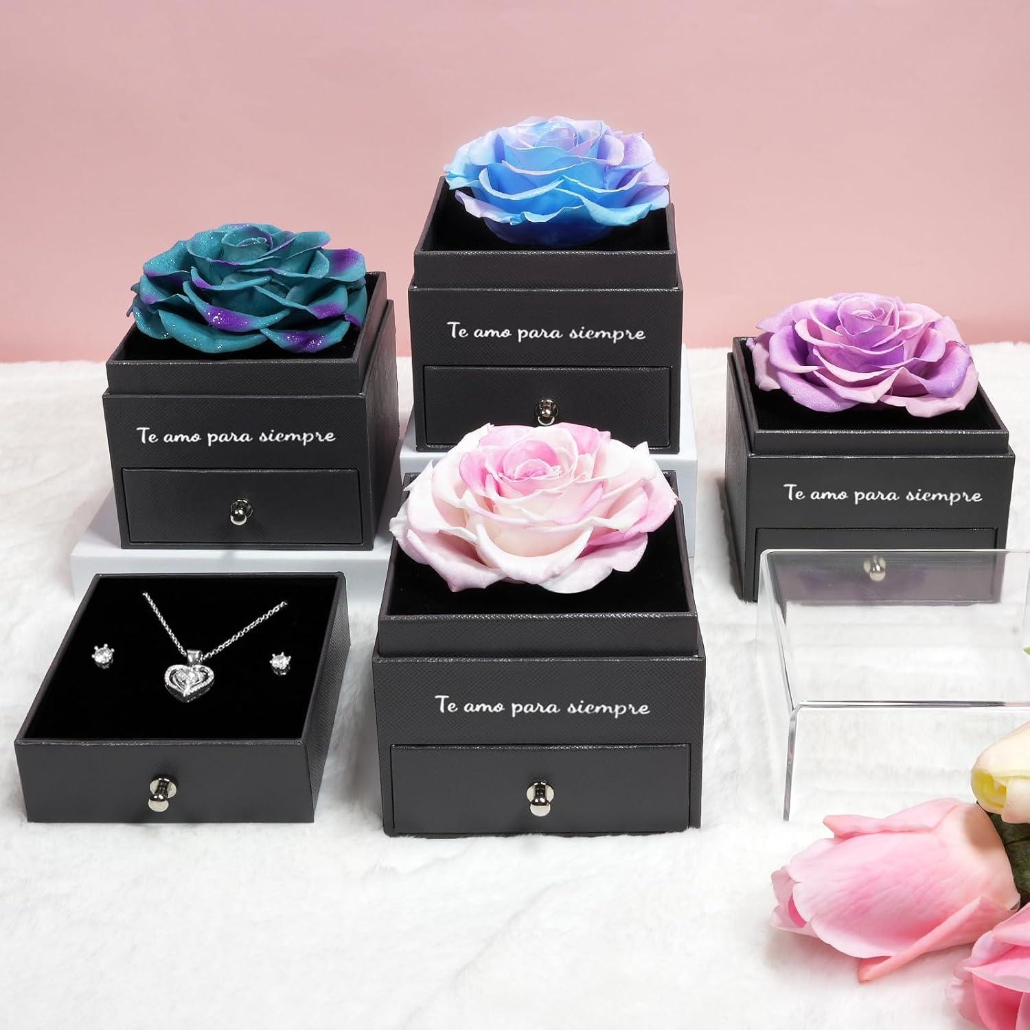 Ewige Rose Herz Halskette Geschenk Frauen Mutter Weihnachten