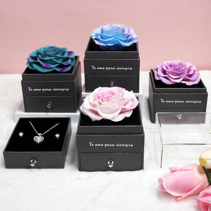 Ewige Rose Herz Halskette Geschenk Frauen Mutter Weihnachten