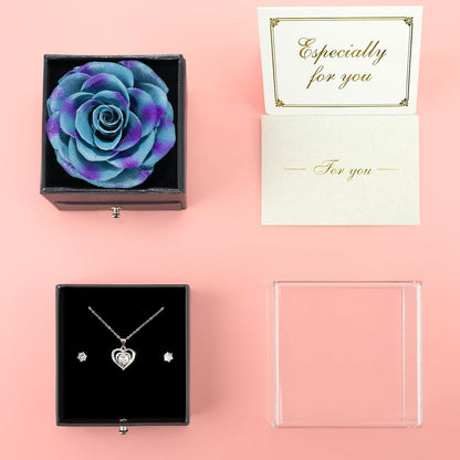 Ewige Rose Herz Halskette Geschenk Frauen Mutter Weihnachten