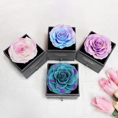 Ewige Rote Rose Halskette Set - Konservierte Blumen Geschenk für Frauen Mutter Oma
