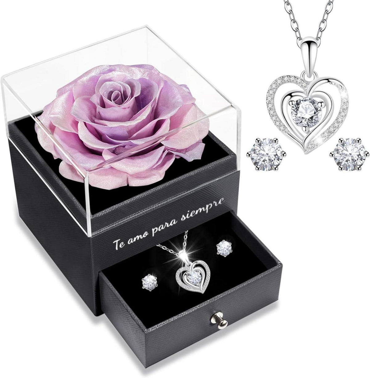 Ewige Rose Konservierte Blumen Herz Halskette Geschenk Mutter