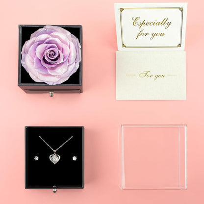 Ewige Rosa Rose Halskette Herz Handgemacht Geschenk für Mutter Weihnachten
