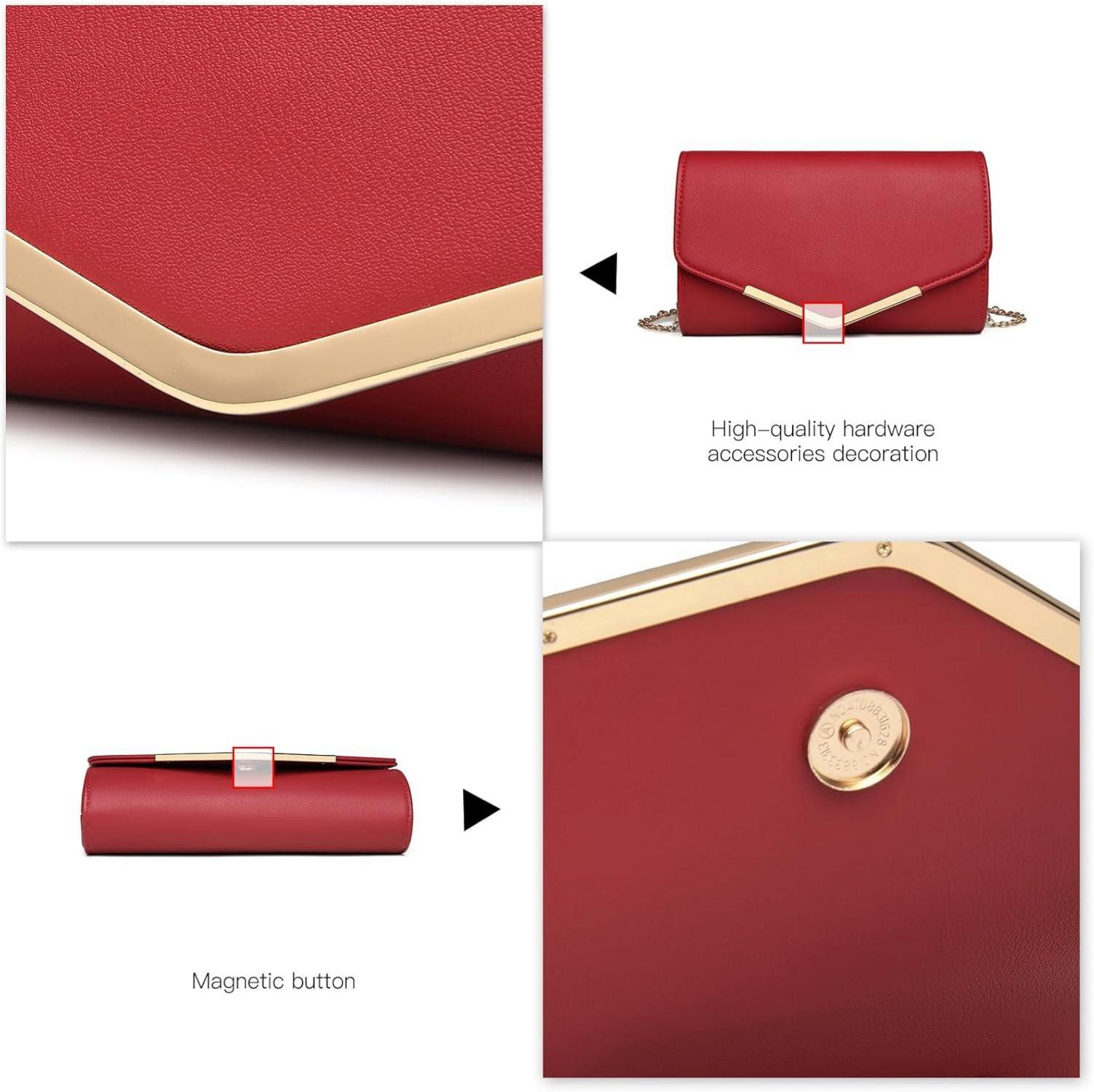 Elegante Miss Lulu Umschlag-Clutch mit Kette für Anlässe