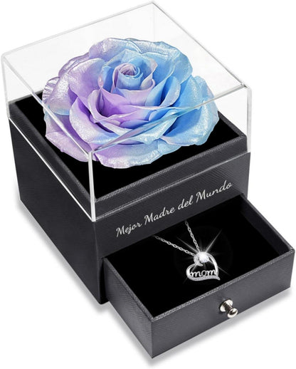Ewige Rose mit Mama Halskette - Geschenkset für Muttertag & Geburtstag