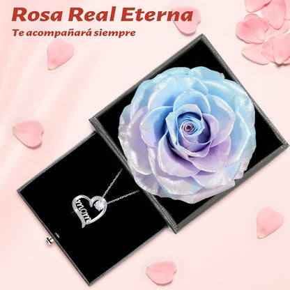 Sunia Ewige Rose mit Mom Halskette 925 Silber - Geschenk für