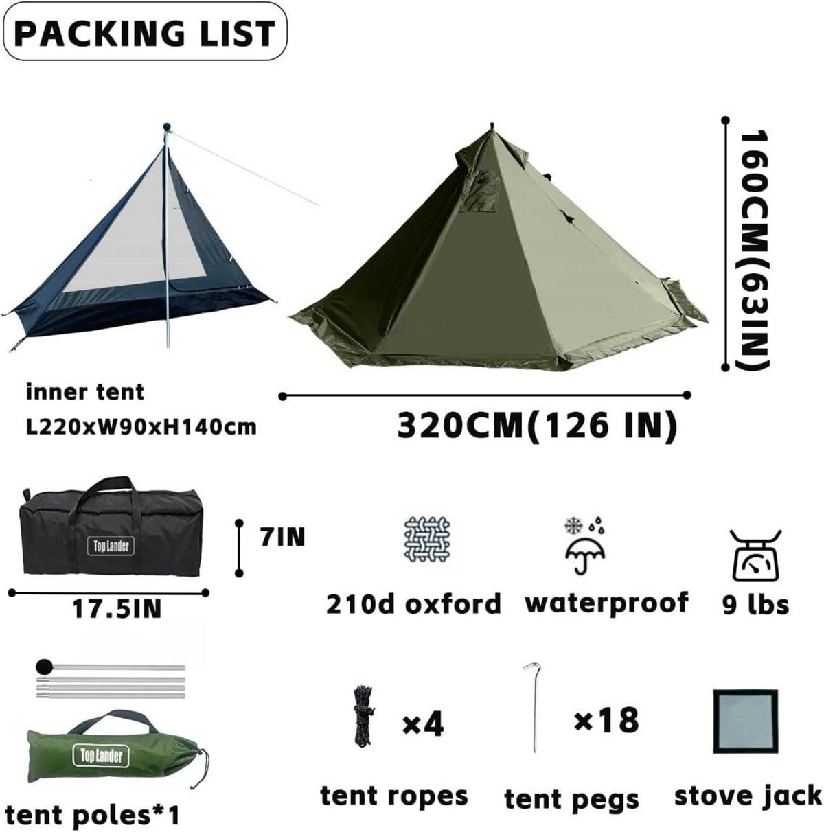Top Lander Tipi Zelt Mosquito Net für 1 Person