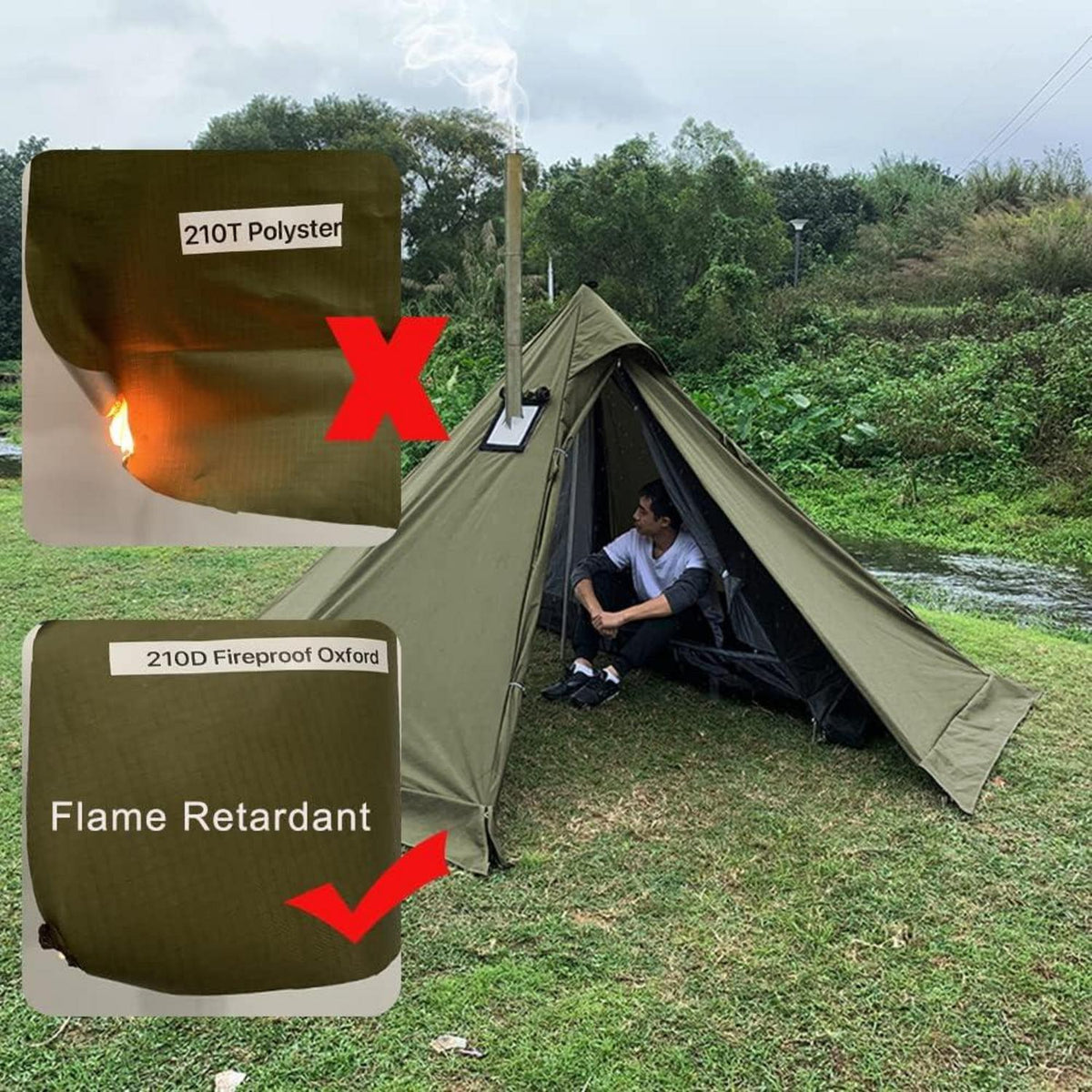 Top Lander Tipi Zelt 1 Person Mosquito Net Outdoor Camping Privacy Tent