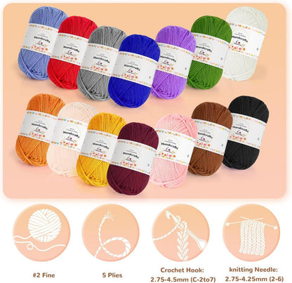 Aeelike 200g Häkelgarn Baumwolle 5Ply Amigurumi-Set Puppen Weiß*4