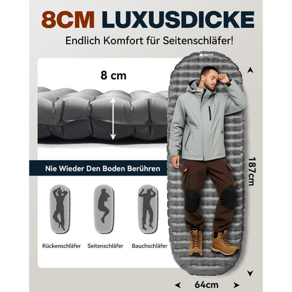 Ultraleichte Camping Isomatte 8cm Dicke 4 Jahreszeiten 187cm