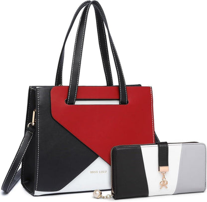 Schwarze Miss Lulu PU Leder Henkeltasche Damen