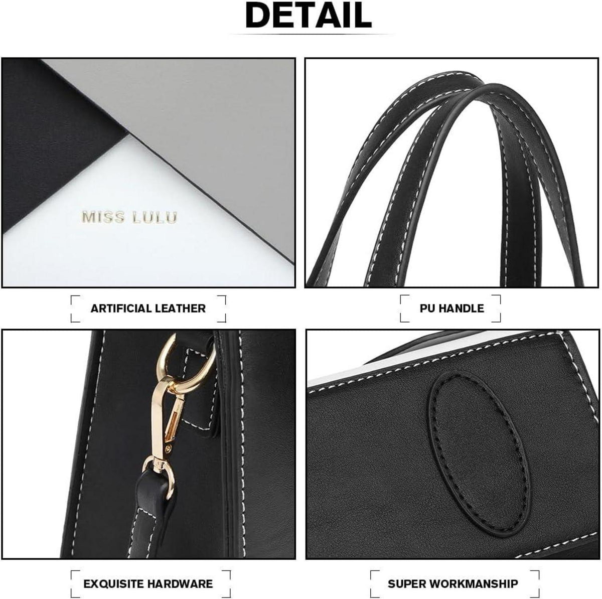 Miss Lulu Damen Handtasche Henkeltasche PU Leder