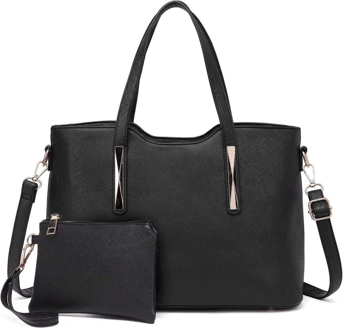 Moderne Miss Lulu Damen Handtasche Set Schwarz PU Leder