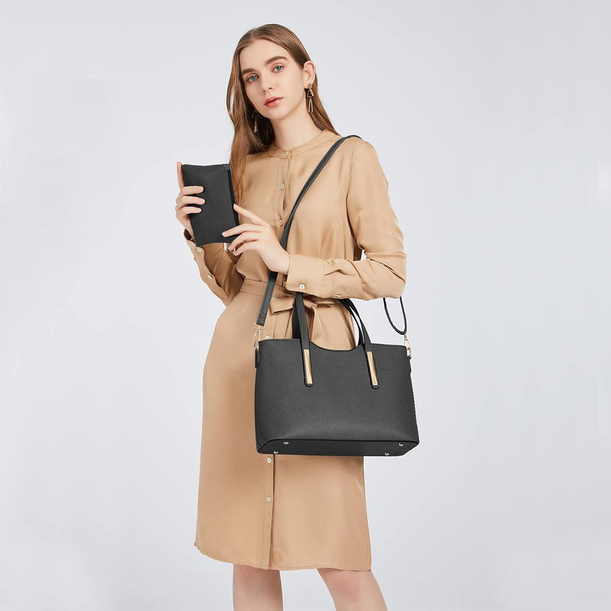Moderne Miss Lulu Damen Handtasche Schultertaschen Set
