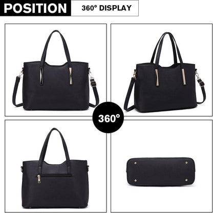 Damen Handtasche Schultertasche Mittelgroß 2-teiliges Set PU-Leder