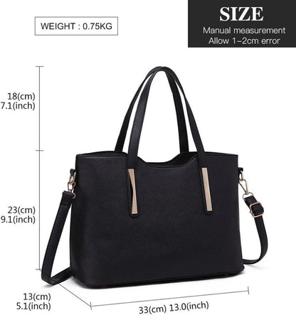 Miss Lulu Damen Handtasche Shopper Schultertasche Set mittelgroß PU-Leder