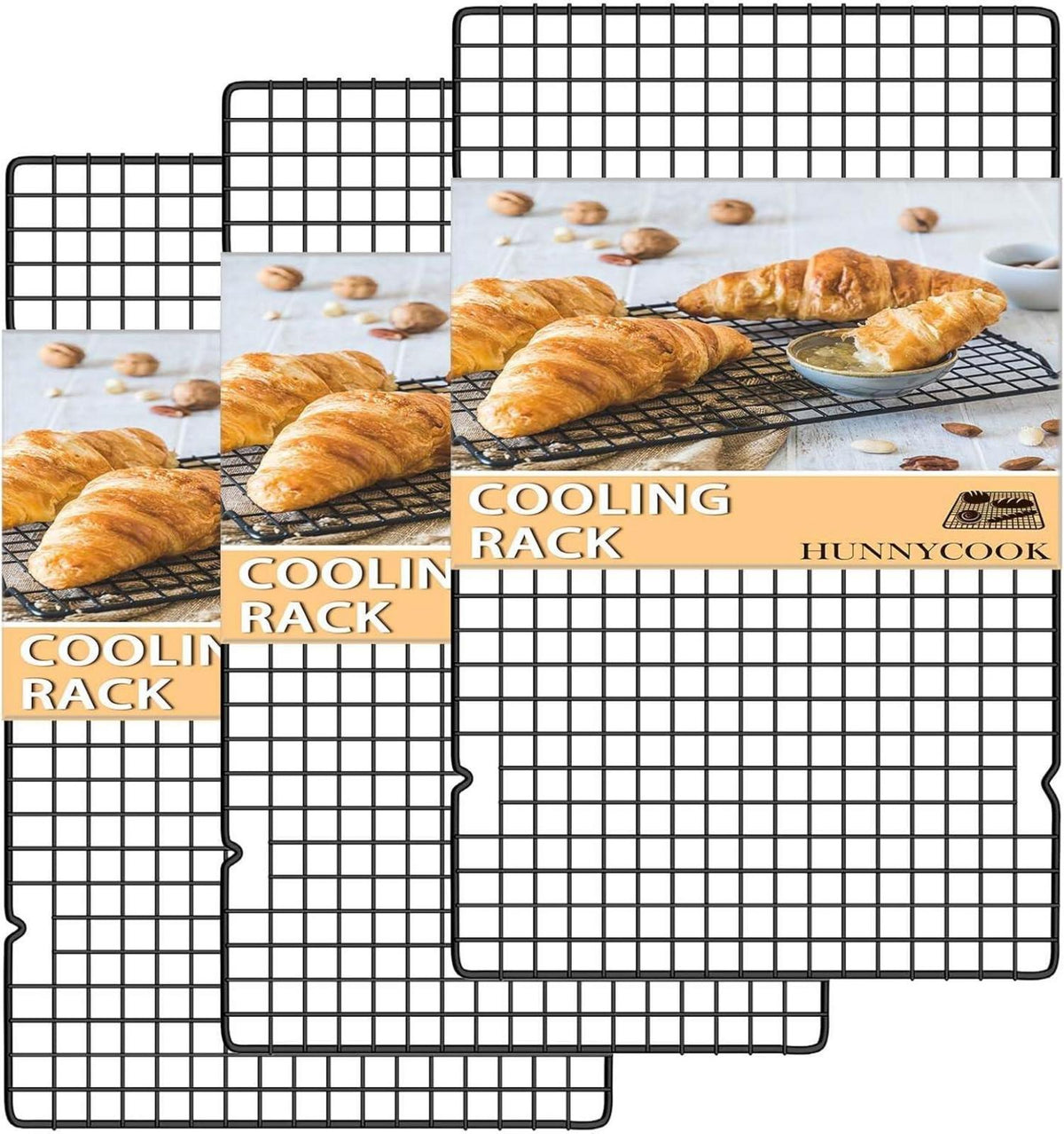 Abkühlgitter Set Edelstahl Schwarz 40,2cm*25cm 3er-Pack