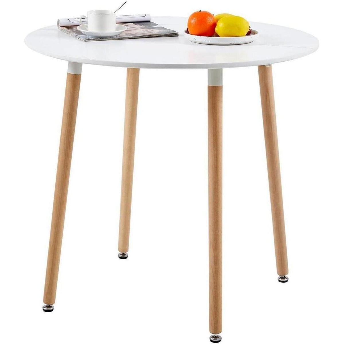 Essgruppen Set für 2 Personen – Runder Weißer Tisch + 2 Buche Stühle