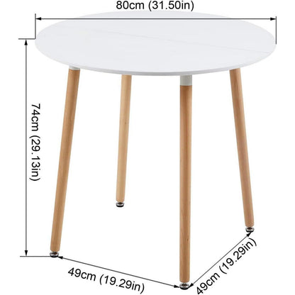 Essgruppen Set für 2 Personen – Runder Weißer Tisch + 2 Buche Stühle