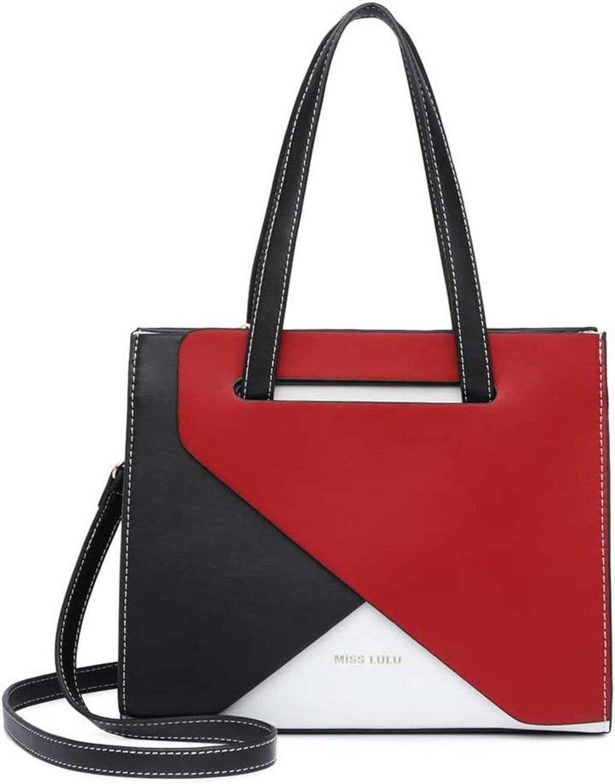 Damen Handtasche PU Leder Schultertasche geometrisches Design