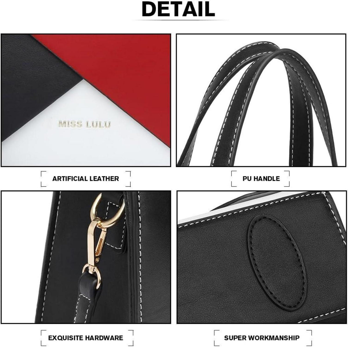 Miss Lulu Damen Handtasche Henkeltasche PU Leder