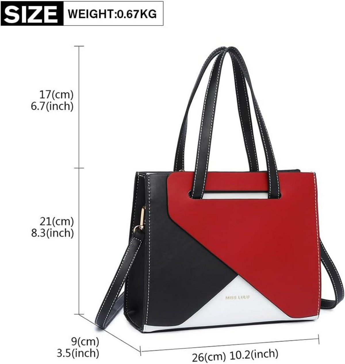 Damen Handtasche PU Leder Schultertasche geometrisches Design