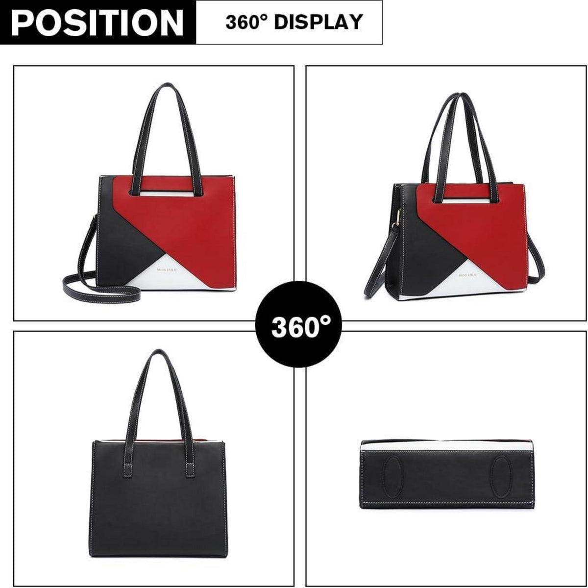 Miss Lulu Damen Handtasche PU Leder Schultertasche mit verstellbarem Riemen - Mittelgroß, elegant und funktional