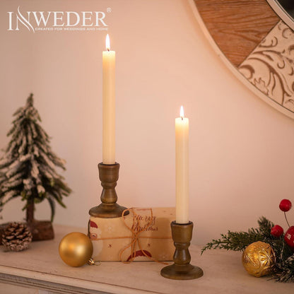 Holz Kerzenständer 10er Set Dunkelbraun Vintage für Stabkerzen