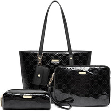 Miss Lulu Damen Handtasche Set PU-Leder Clutch Kosmetiktasche
