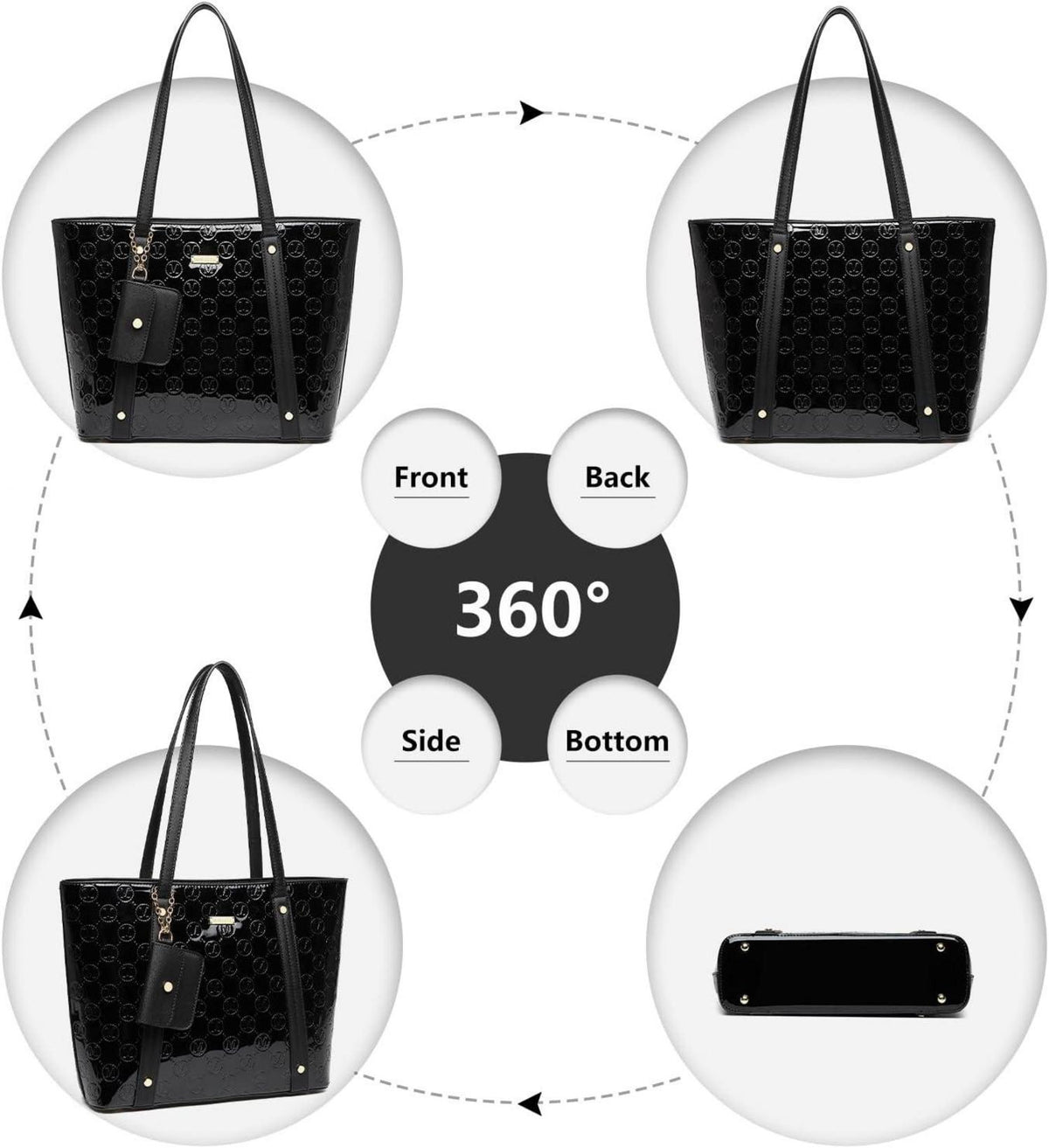 Miss Lulu Damen Handtasche Shopper Mittelgroß 3-teiliges Set