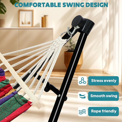 Hängematte & Hängesessel Gestell Set 2-in-1 Tragbar Robust Schwarz/Rot